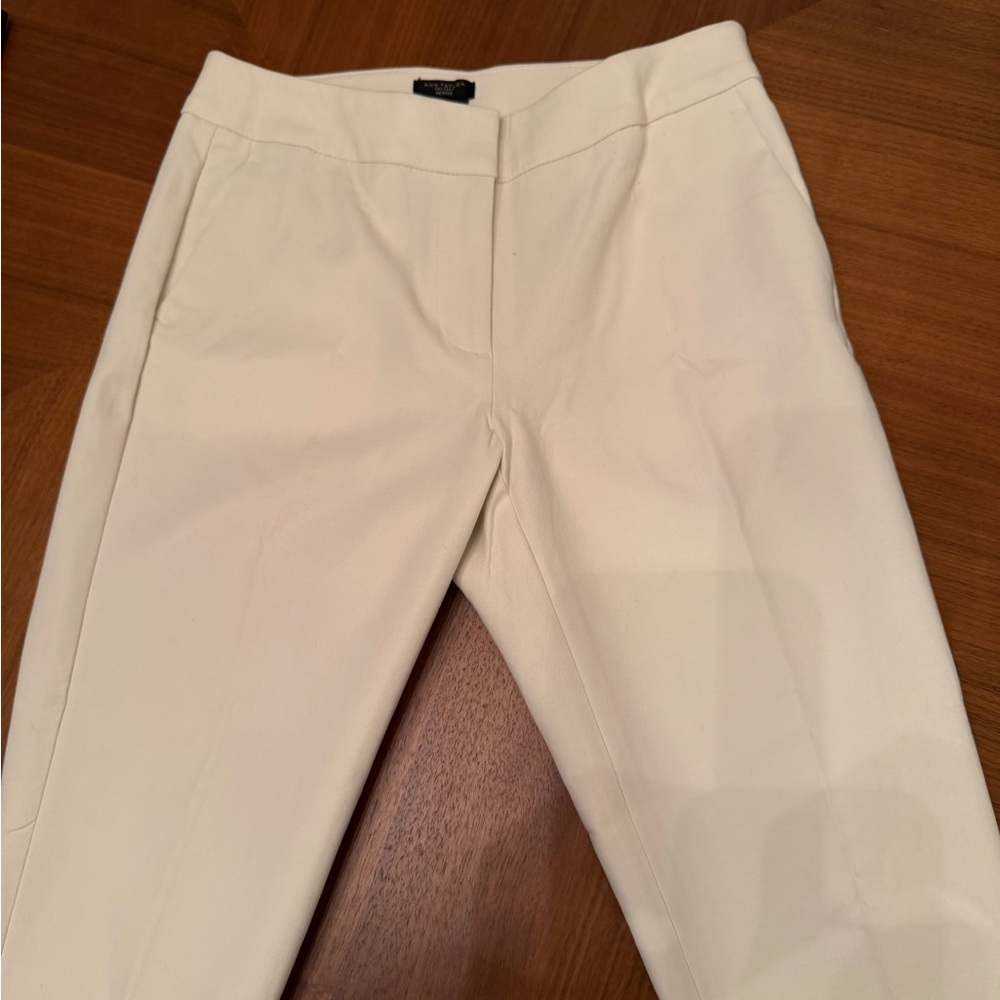 Ann Taylor Off-White Slim Straight Pants